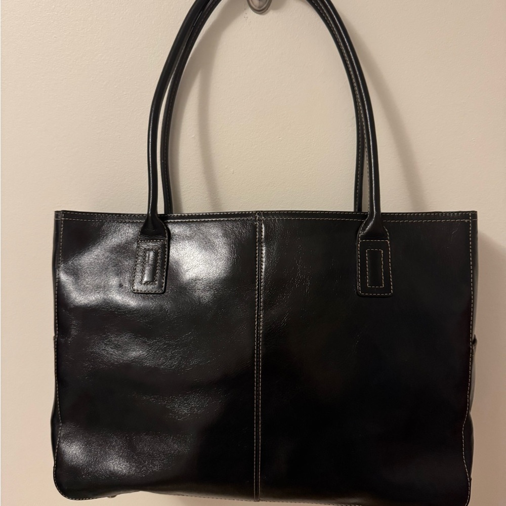 Fossil Elegant Business Black Leather Tote Bag